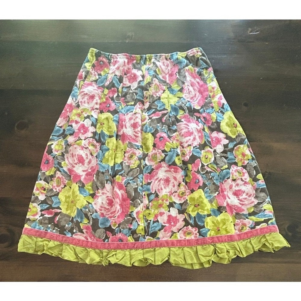 J. Jill Skirt 100% Linen Pleated Floral Feminine Cottagecore Colorful‎ Sz Small - Picture 4 of 7